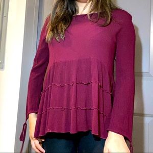 Dark Burgundy Long Sleeve Top